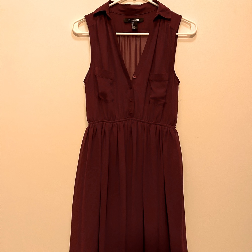 Forever21 wine burgundy dress S